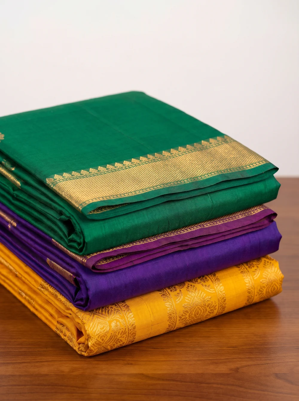 Pure silk pattu sarees with gold zari borders